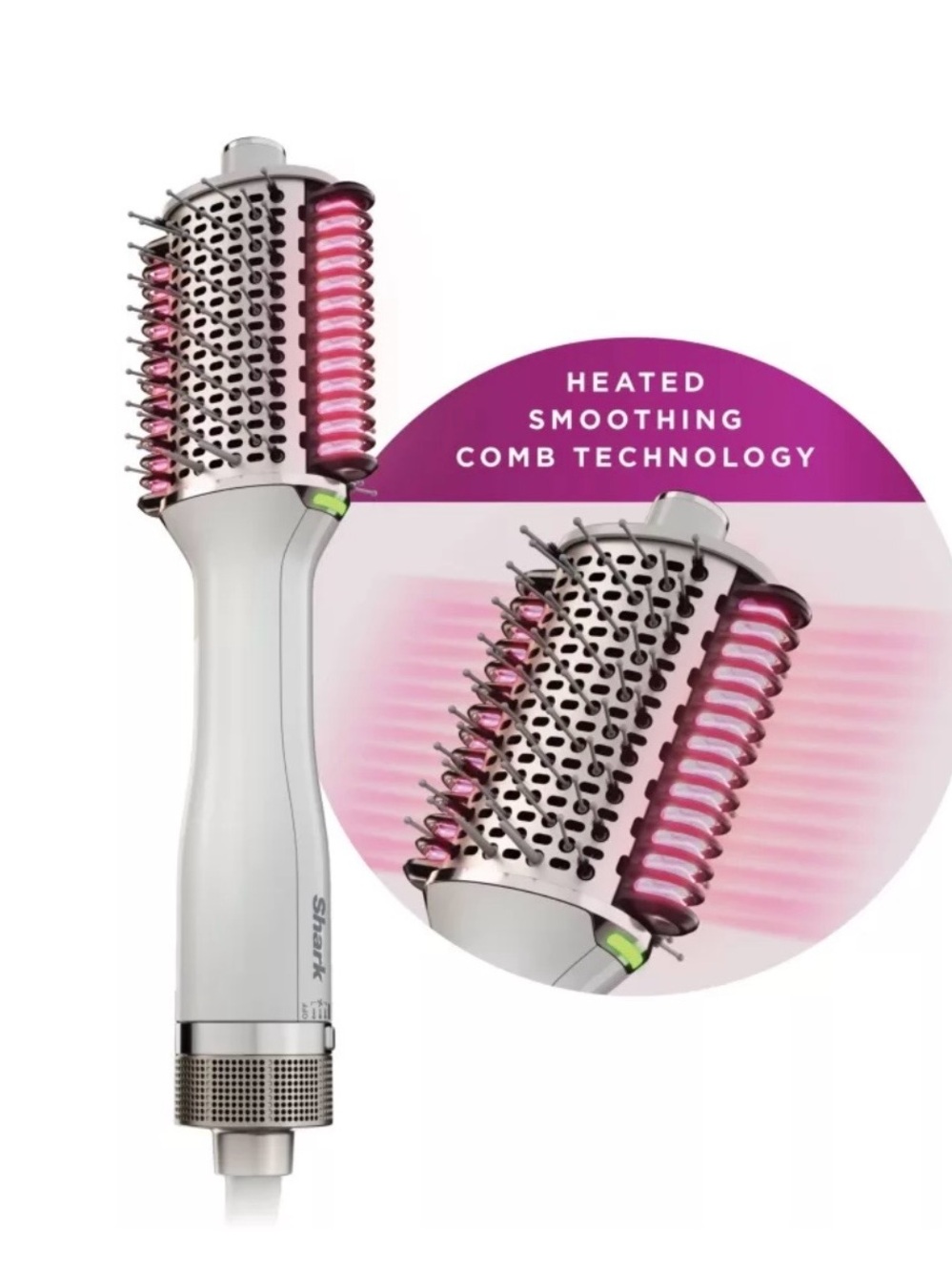Shark White and Pink Hot Air Styling Brush — Smooth Curls & Volume - Picture 2 of 4
